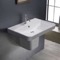 Rectangular White Ceramic Semi-Pedestal Sink